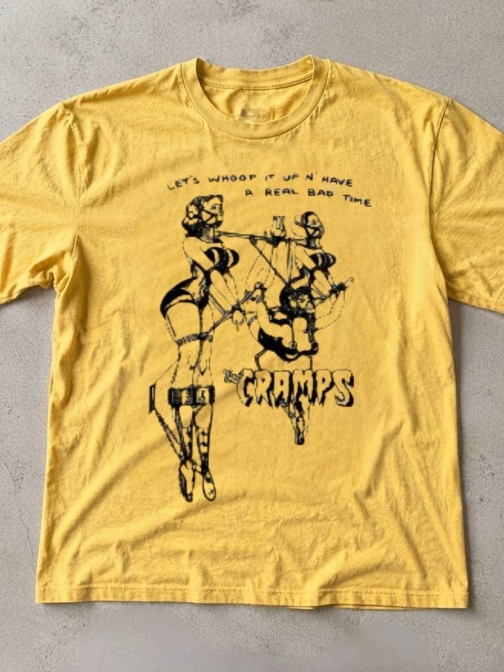 Gildan Yellow The Cramps Graphic Short Sleeve Tee